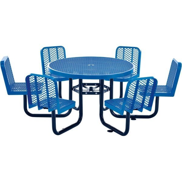 46 Round Expanded Metal Carousel Picnic Table With 6 Seats, Blue, Global Industrial, Mfr#: 277590BL